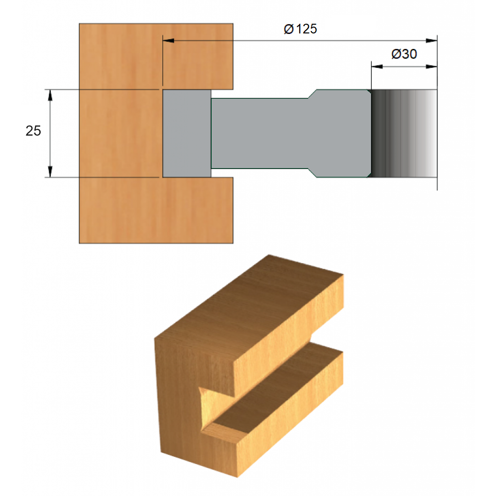 Fresa para Ranhura de Aço Ø125 x 25 x 30 – 8 Dentes - Cód. 2800.23